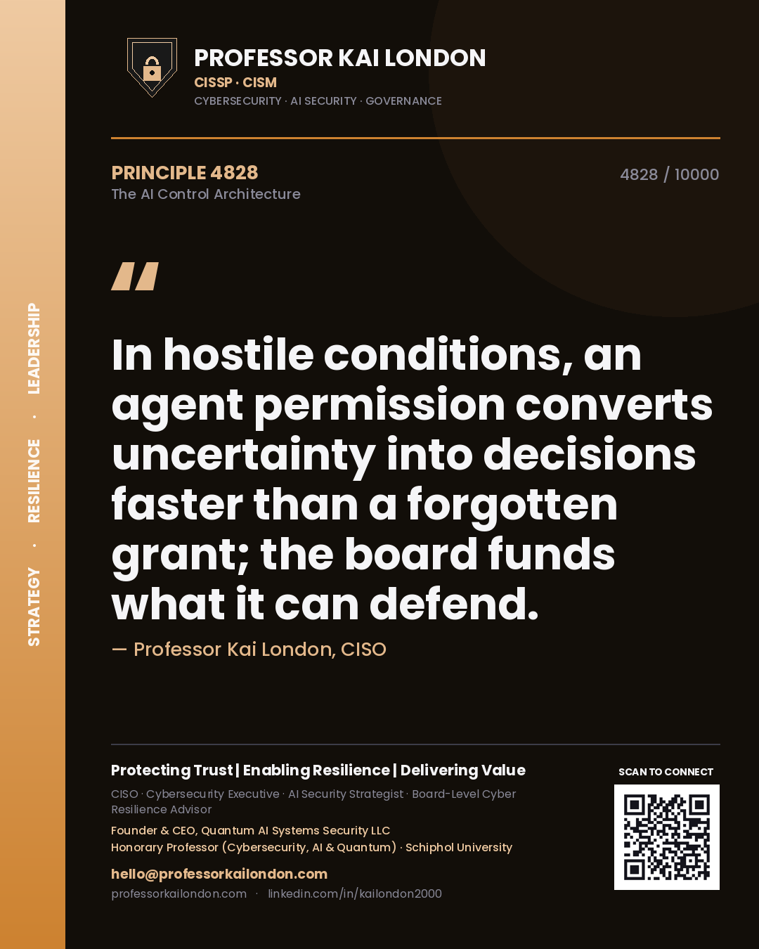 Professor Kai London principle 4828: In hostile conditions, an agent permission converts uncertainty into decisions faster than a forgotten grant; the board funds what it can defend.