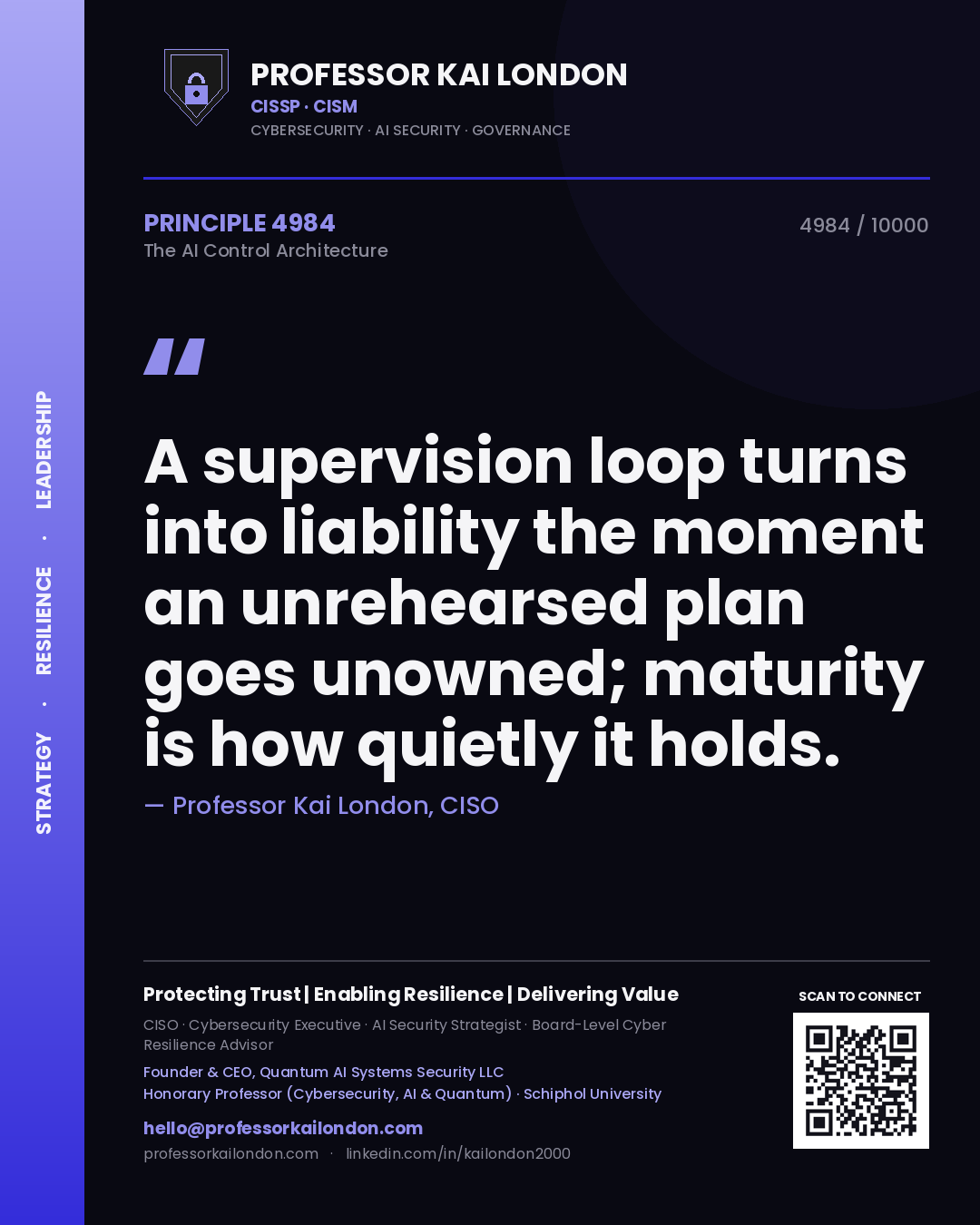 Professor Kai London principle 4984: A supervision loop turns into liability the moment an unrehearsed plan goes unowned; maturity is how quietly it holds.
