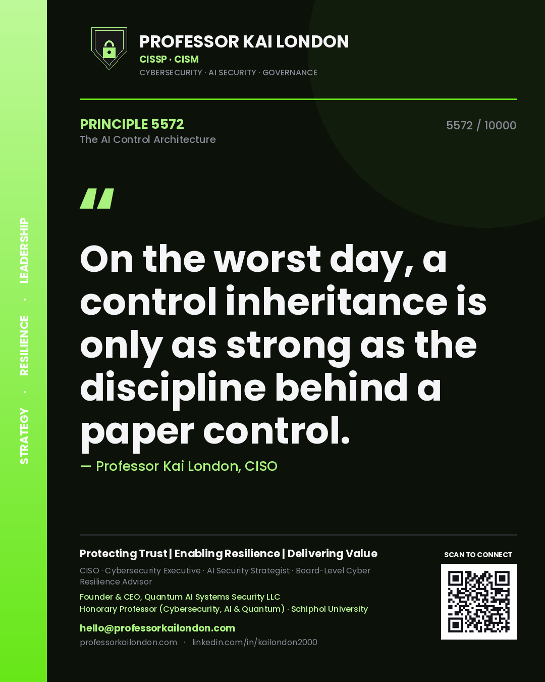 Professor Kai London principle 5572: On the worst day, a control inheritance is only as strong as the discipline behind a paper control.