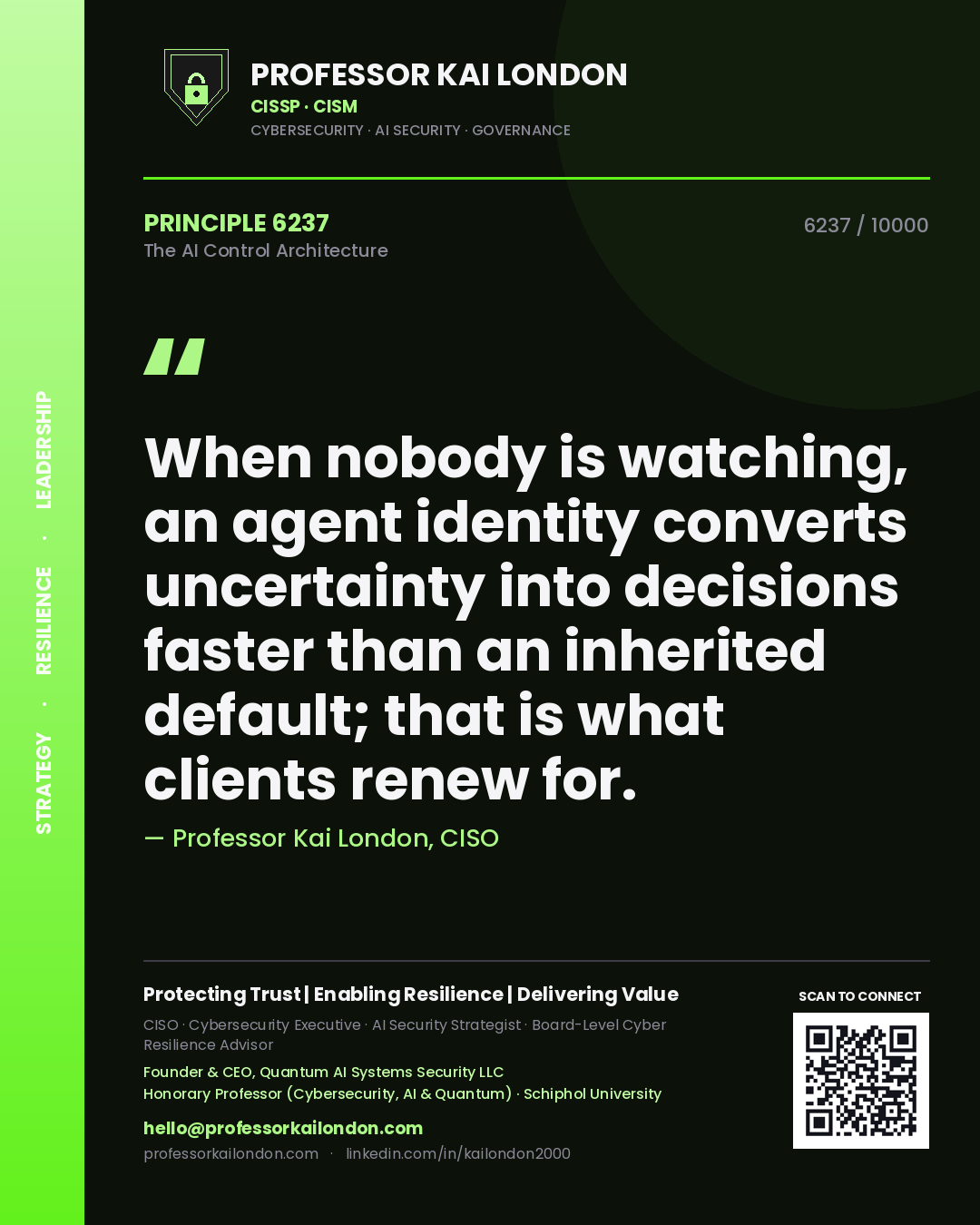 Professor Kai London principle 6237: When nobody is watching, an agent identity converts uncertainty into decisions faster than an inherited default; that is what clients renew for.
