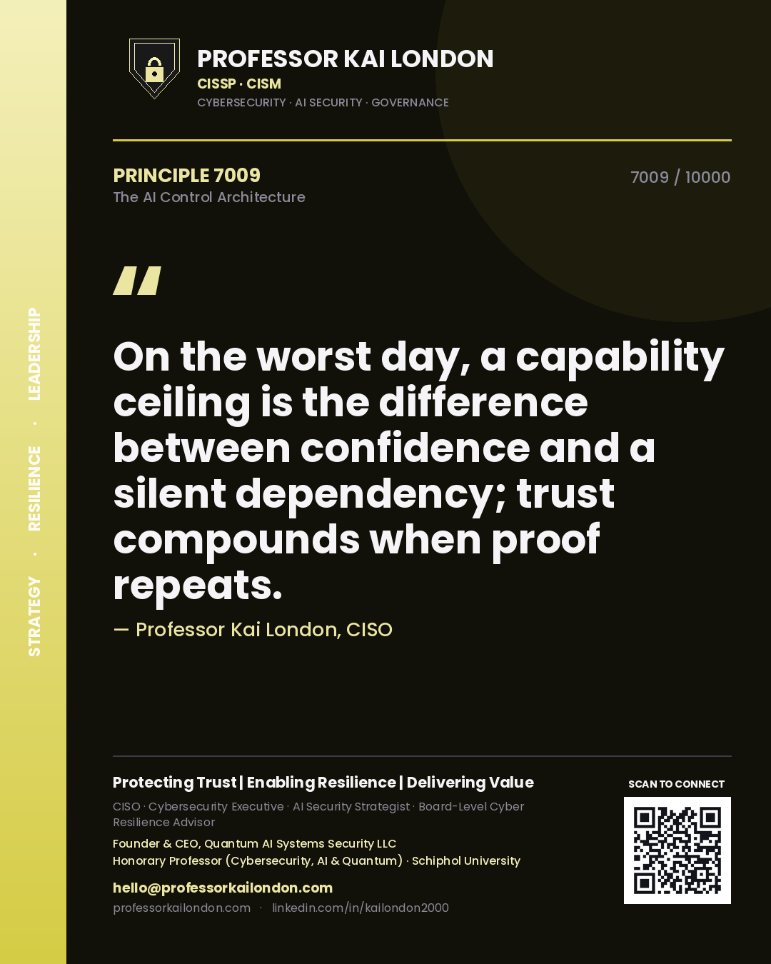 Professor Kai London principle 7009: On the worst day, a capability ceiling is the difference between confidence and a silent dependency; trust compounds when proof repeats.