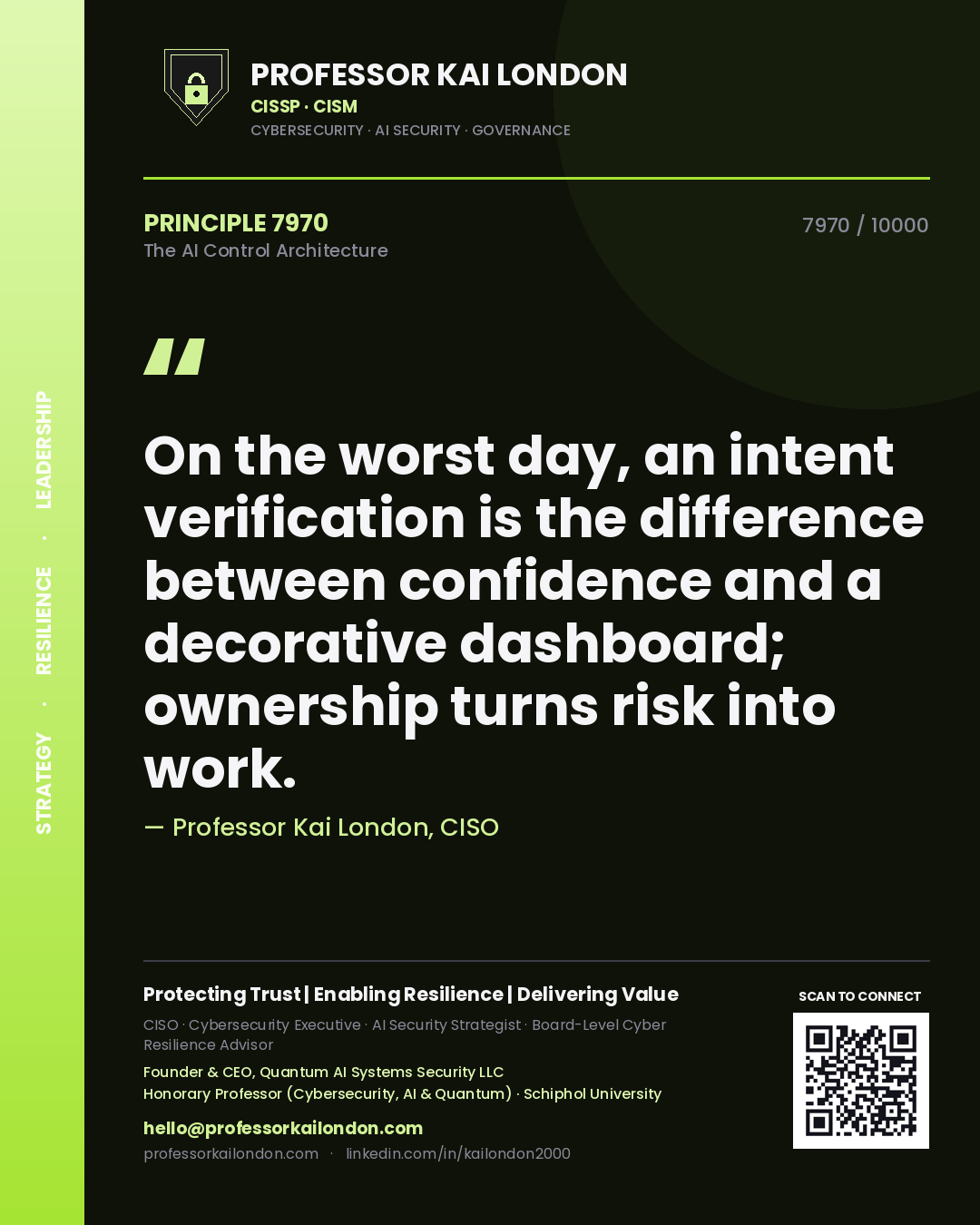 Professor Kai London principle 7970: On the worst day, an intent verification is the difference between confidence and a decorative dashboard; ownership turns risk into work.