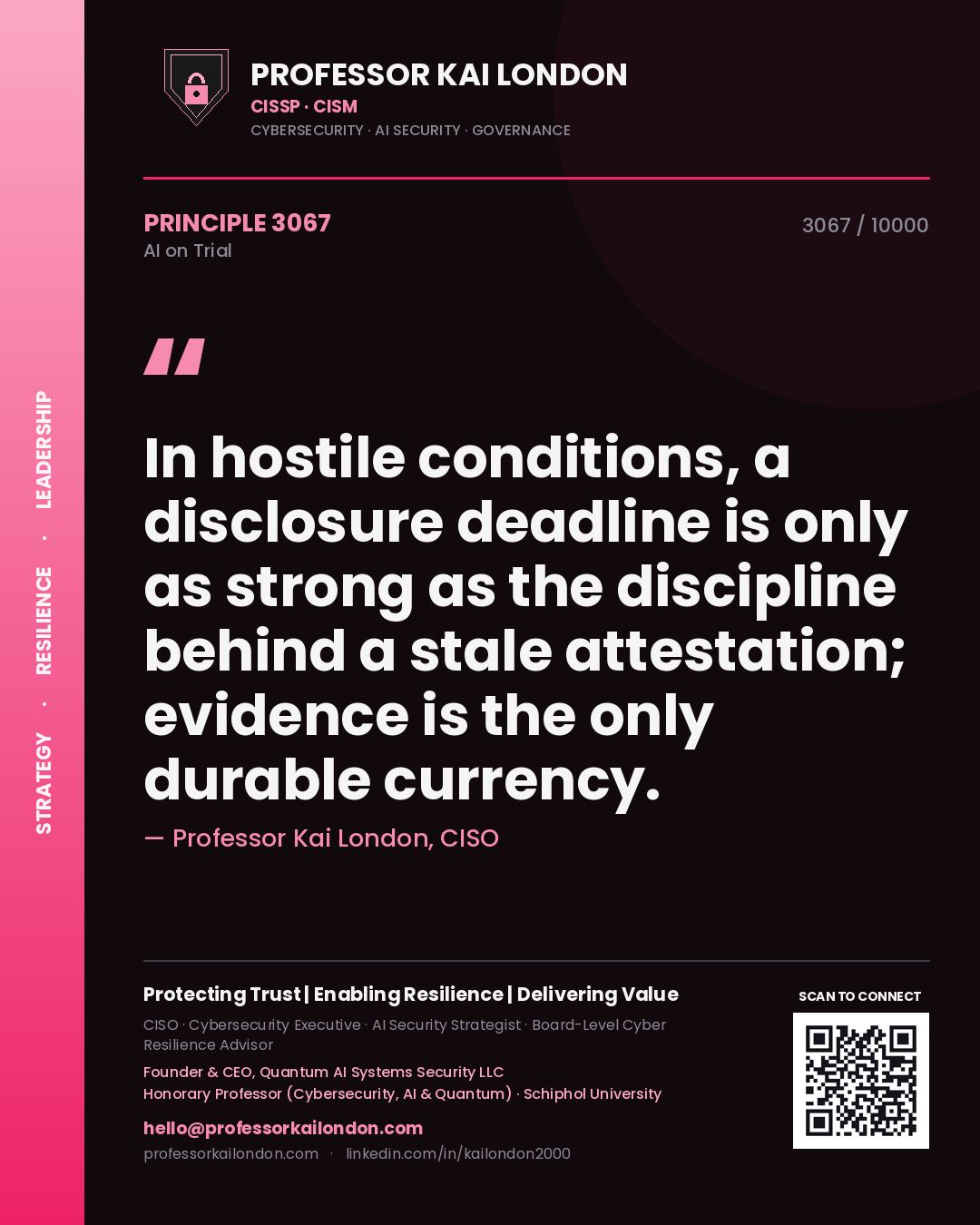 Professor Kai London principle 3067: In hostile conditions, a disclosure deadline is only as strong as the discipline behind a stale attestation; evidence is the only durable currency.