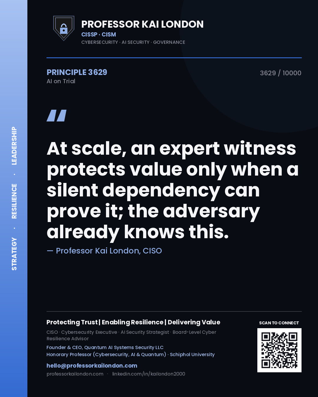 Professor Kai London principle 3629: At scale, an expert witness protects value only when a silent dependency can prove it; the adversary already knows this.