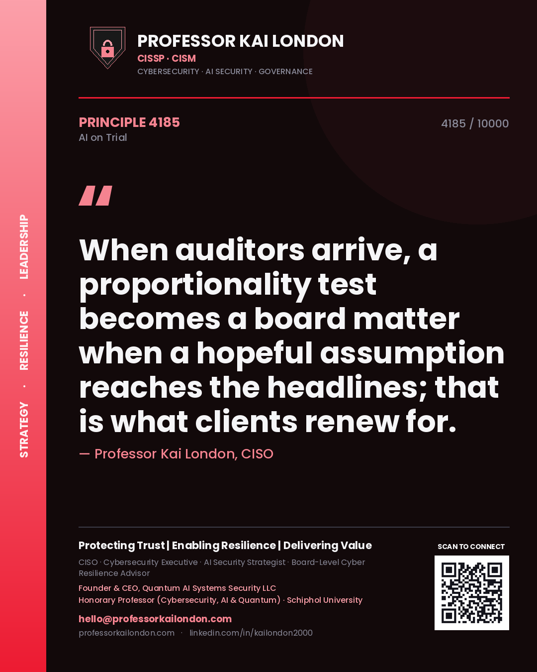 Professor Kai London principle 4185: When auditors arrive, a proportionality test becomes a board matter when a hopeful assumption reaches the headlines; that is what clients renew for.