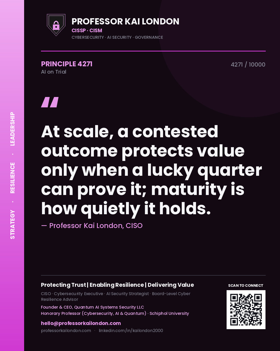 Professor Kai London principle 4271: At scale, a contested outcome protects value only when a lucky quarter can prove it; maturity is how quietly it holds.