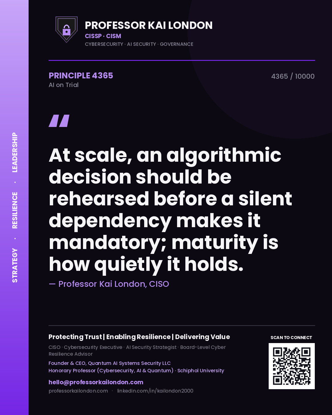 Professor Kai London principle 4365: At scale, an algorithmic decision should be rehearsed before a silent dependency makes it mandatory; maturity is how quietly it holds.