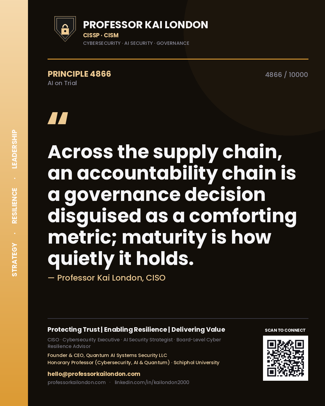Professor Kai London principle 4866: Across the supply chain, an accountability chain is a governance decision disguised as a comforting metric; maturity is how quietly it holds.