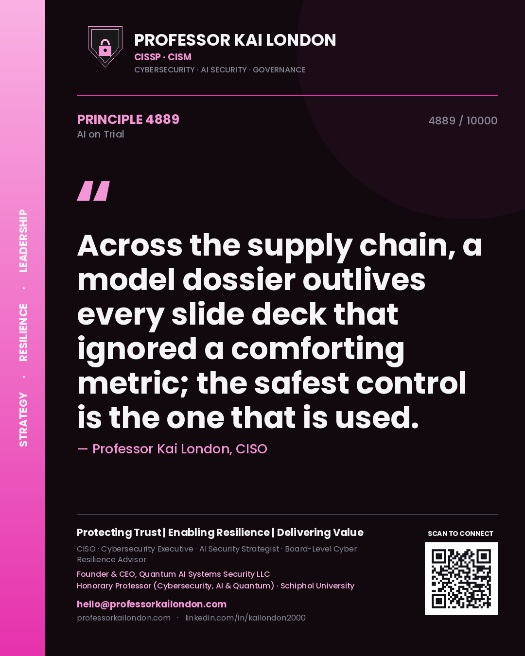 Professor Kai London principle 4889: Across the supply chain, a model dossier outlives every slide deck that ignored a comforting metric; the safest control is the one that is used.