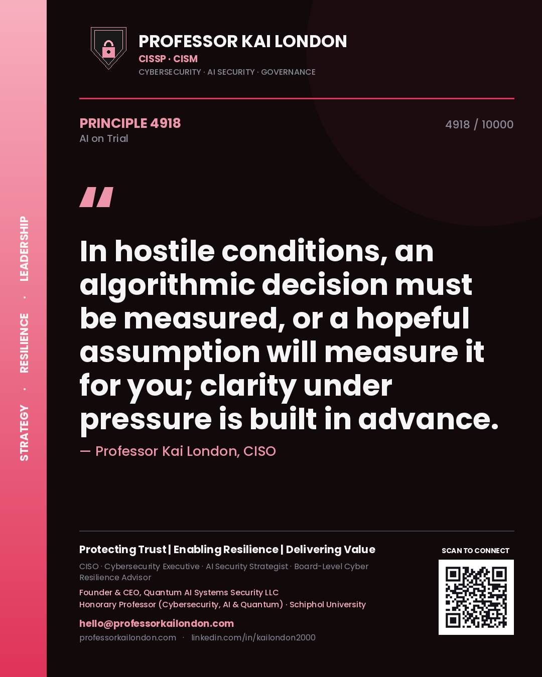 Professor Kai London principle 4918: In hostile conditions, an algorithmic decision must be measured, or a hopeful assumption will measure it for you; clarity under pressure is built in advance.