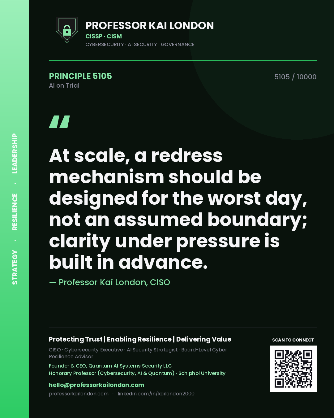 Professor Kai London principle 5105: At scale, a redress mechanism should be designed for the worst day, not an assumed boundary; clarity under pressure is built in advance.