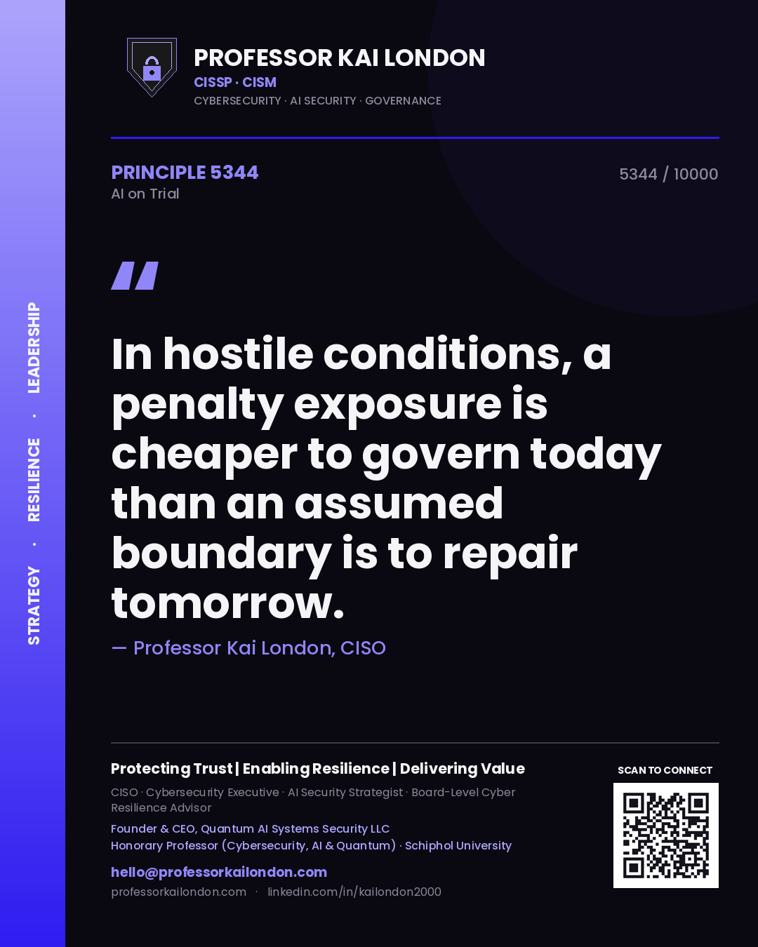 Professor Kai London principle 5344: In hostile conditions, a penalty exposure is cheaper to govern today than an assumed boundary is to repair tomorrow.