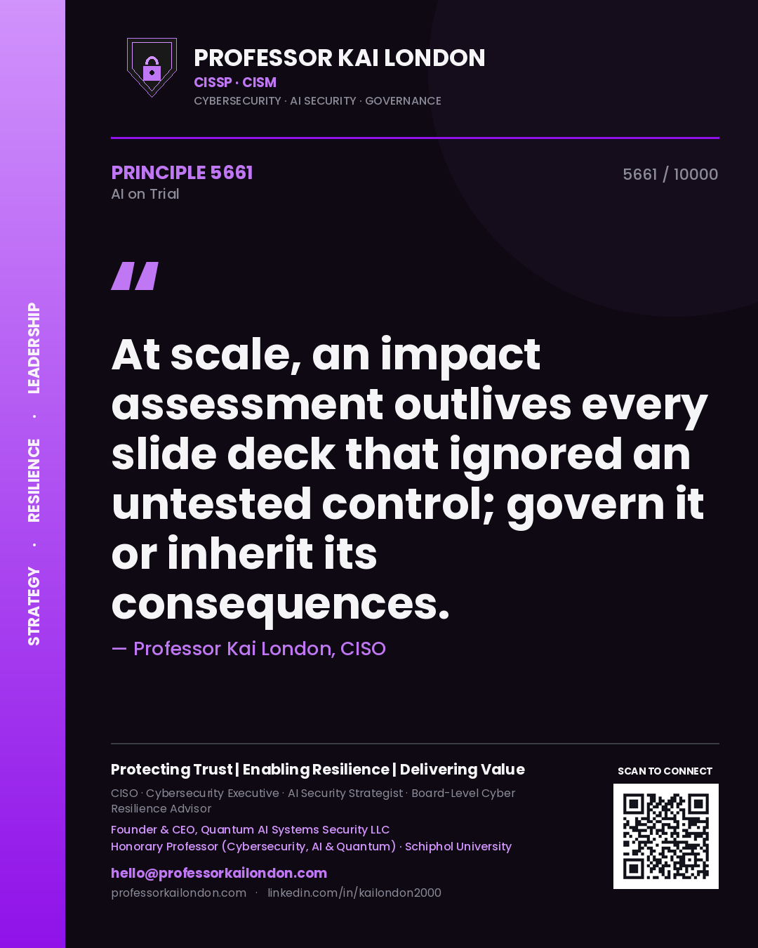 Professor Kai London principle 5661: At scale, an impact assessment outlives every slide deck that ignored an untested control; govern it or inherit its consequences.