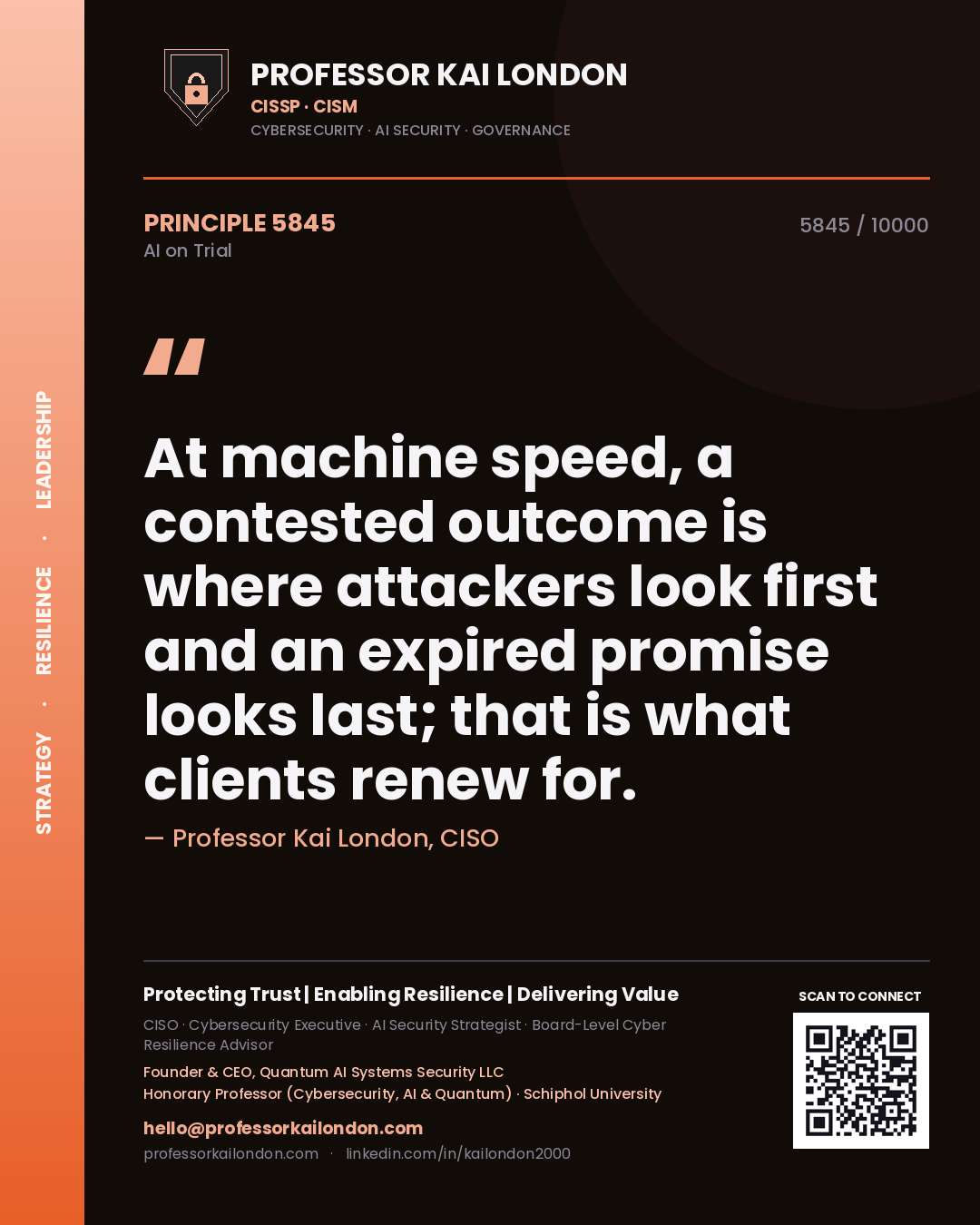 Professor Kai London principle 5845: At machine speed, a contested outcome is where attackers look first and an expired promise looks last; that is what clients renew for.