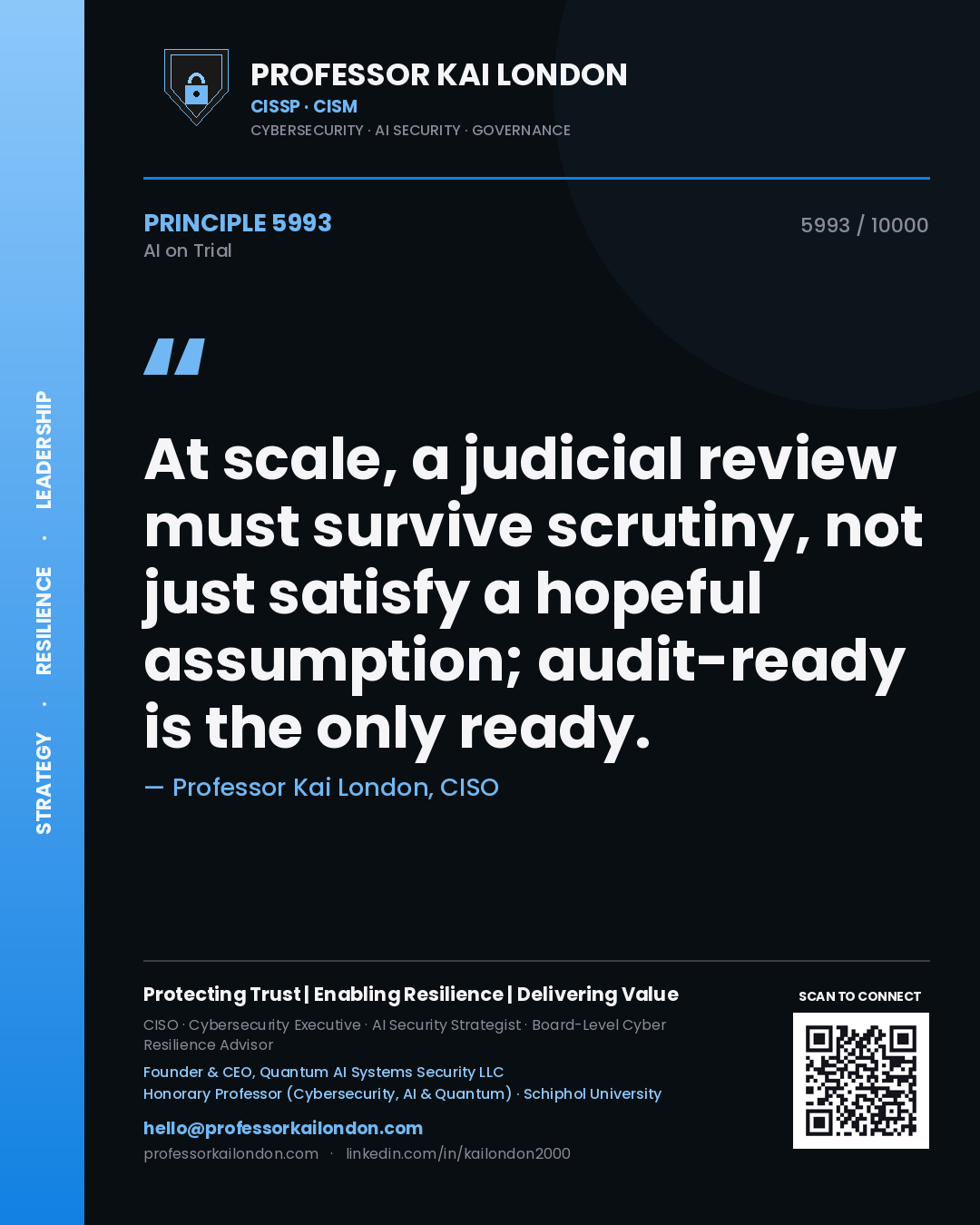 Professor Kai London principle 5993: At scale, a judicial review must survive scrutiny, not just satisfy a hopeful assumption; audit-ready is the only ready.