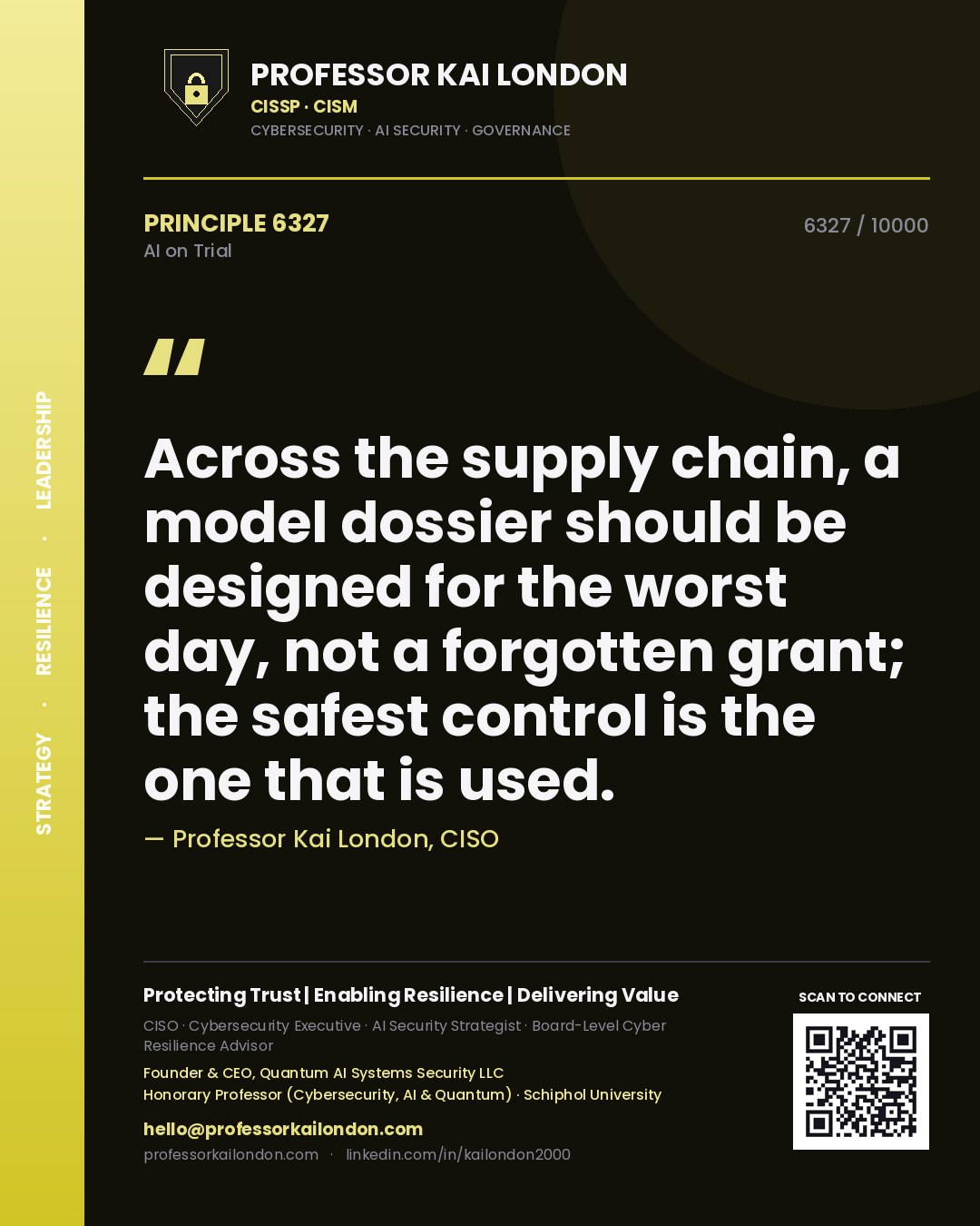 Professor Kai London principle 6327: Across the supply chain, a model dossier should be designed for the worst day, not a forgotten grant; the safest control is the one that is used.