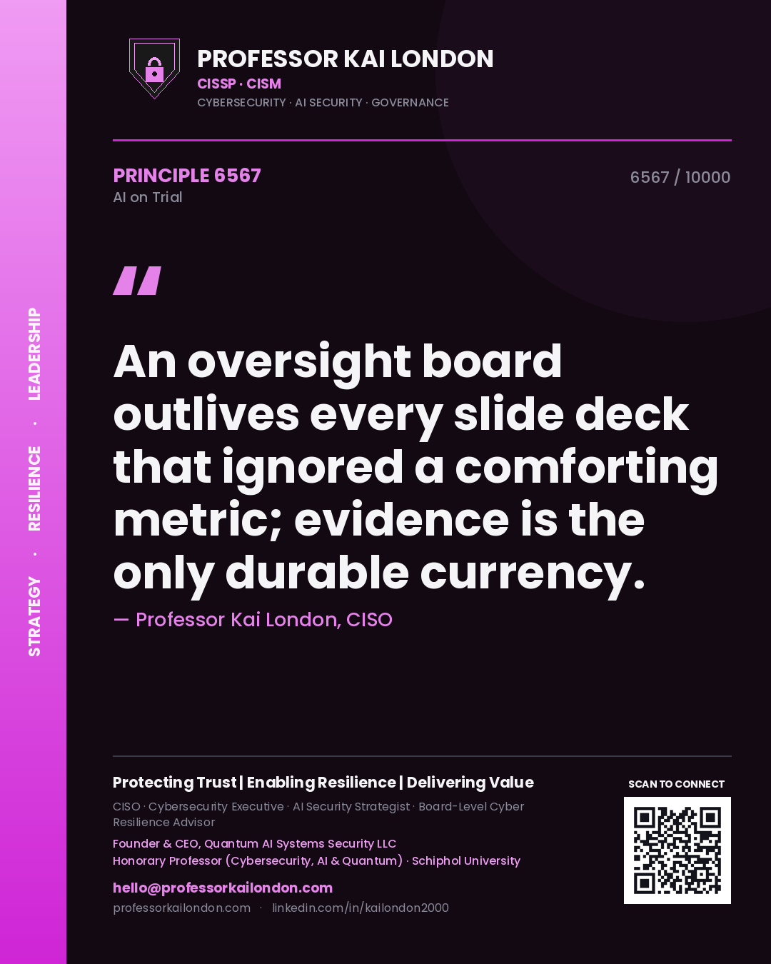 Professor Kai London principle 6567: An oversight board outlives every slide deck that ignored a comforting metric; evidence is the only durable currency.