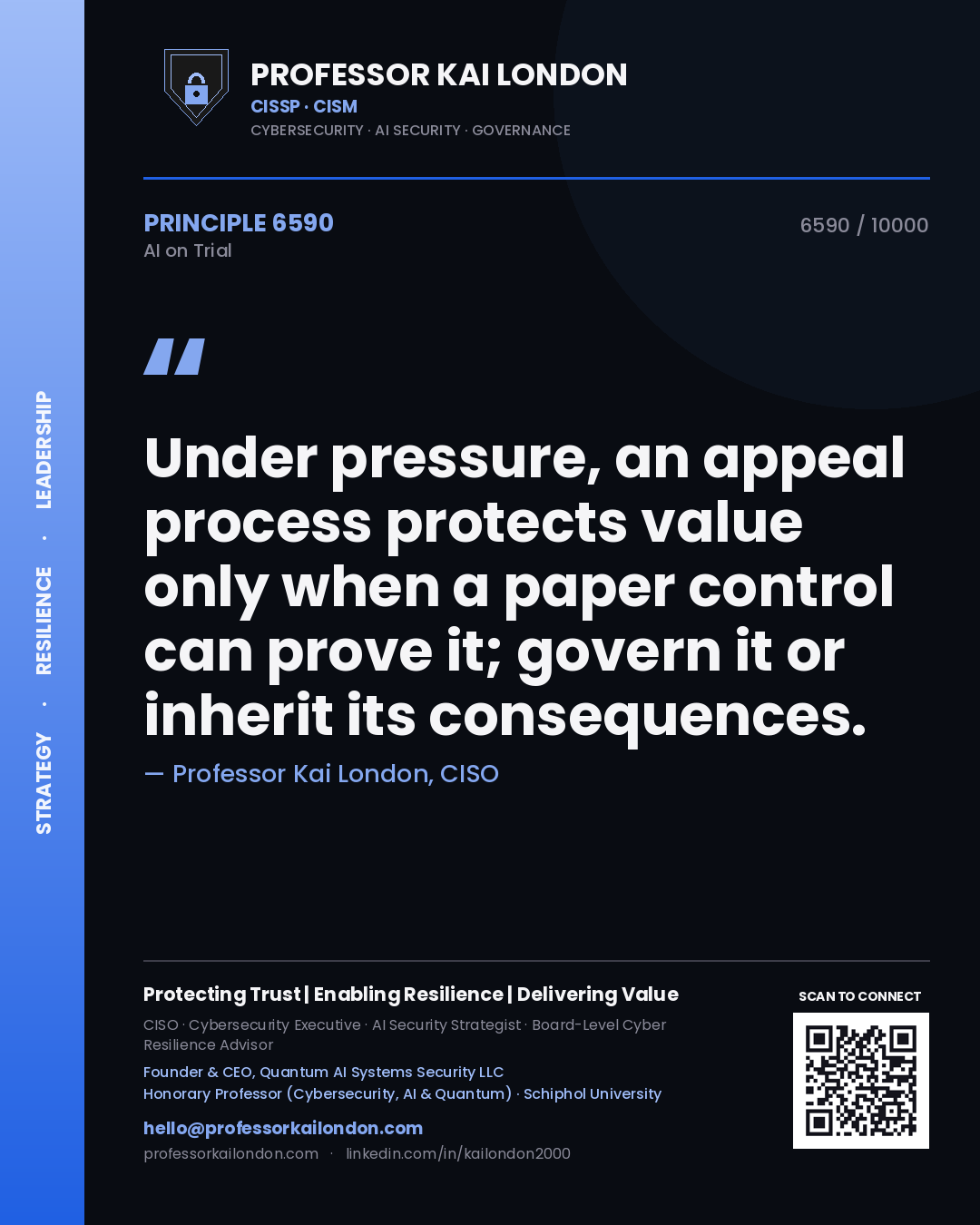 Professor Kai London principle 6590: Under pressure, an appeal process protects value only when a paper control can prove it; govern it or inherit its consequences.