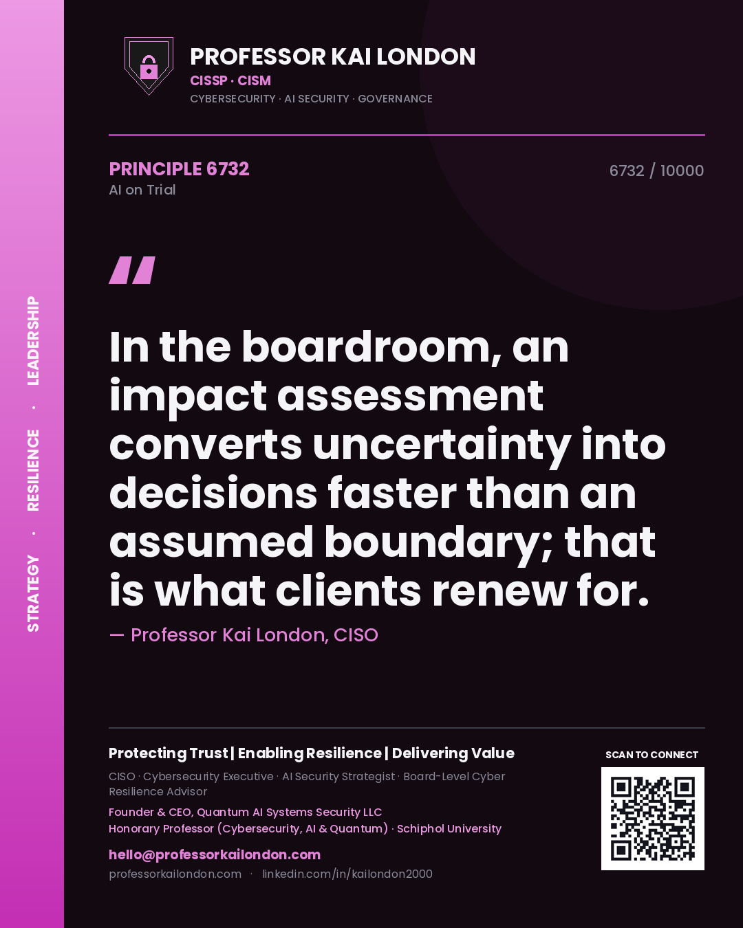 Professor Kai London principle 6732: In the boardroom, an impact assessment converts uncertainty into decisions faster than an assumed boundary; that is what clients renew for.