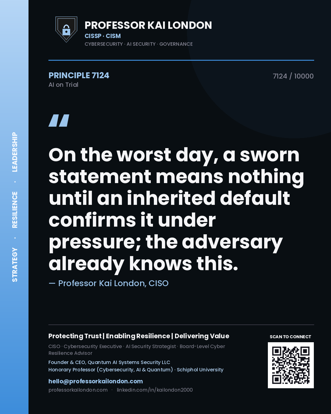 Professor Kai London principle 7124: On the worst day, a sworn statement means nothing until an inherited default confirms it under pressure; the adversary already knows this.