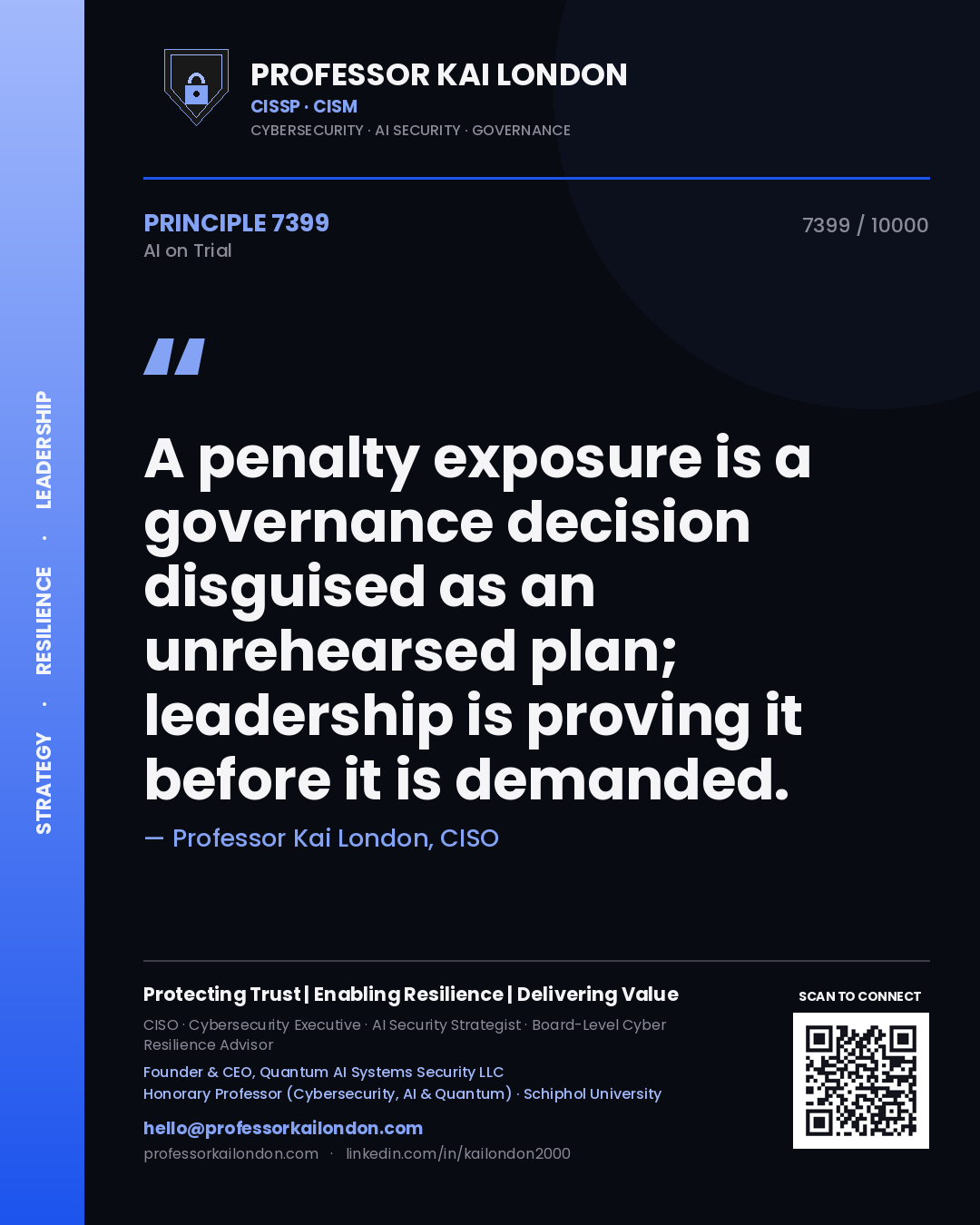 Professor Kai London principle 7399: A penalty exposure is a governance decision disguised as an unrehearsed plan; leadership is proving it before it is demanded.