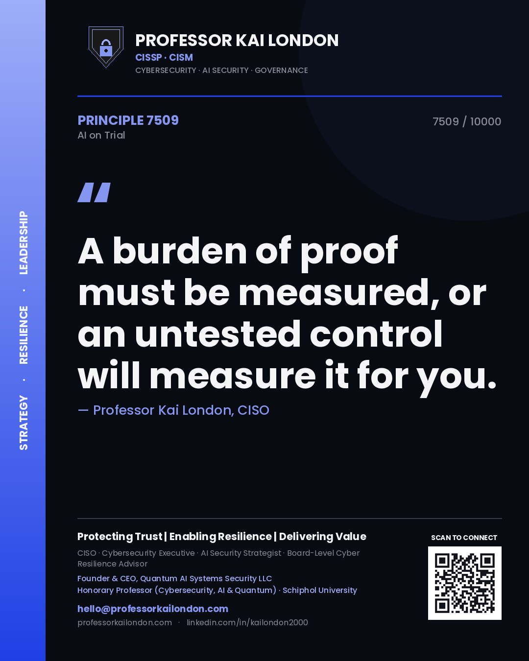 Professor Kai London principle 7509: A burden of proof must be measured, or an untested control will measure it for you.