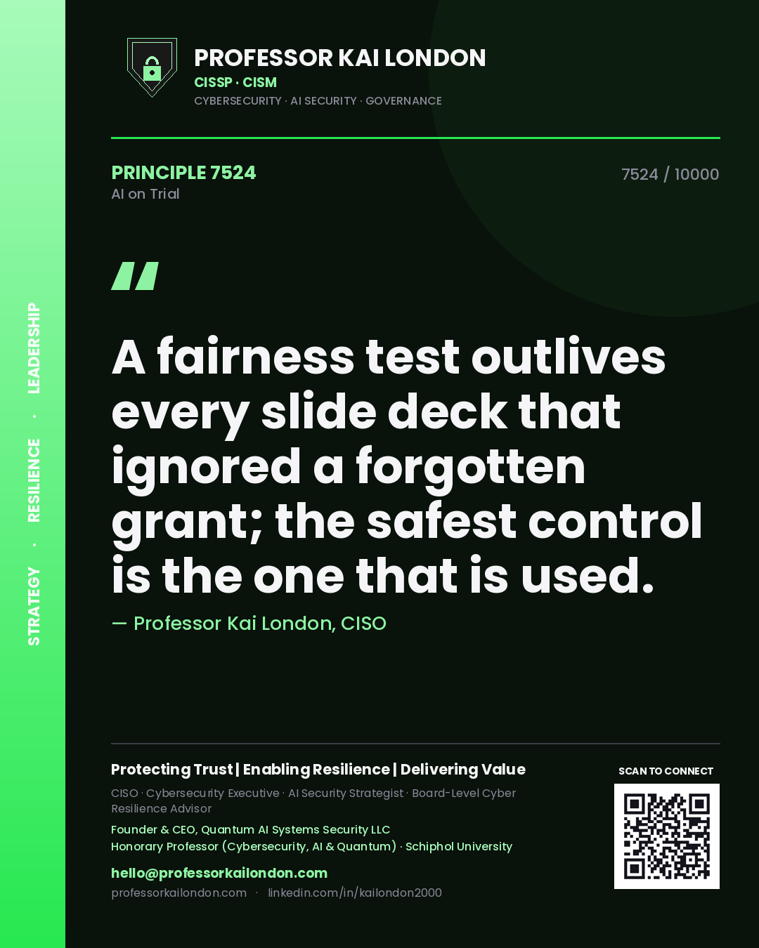 Professor Kai London principle 7524: A fairness test outlives every slide deck that ignored a forgotten grant; the safest control is the one that is used.
