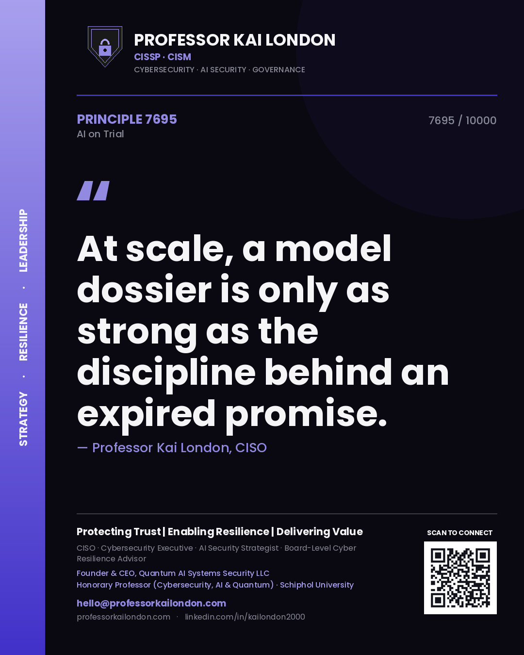 Professor Kai London principle 7695: At scale, a model dossier is only as strong as the discipline behind an expired promise.