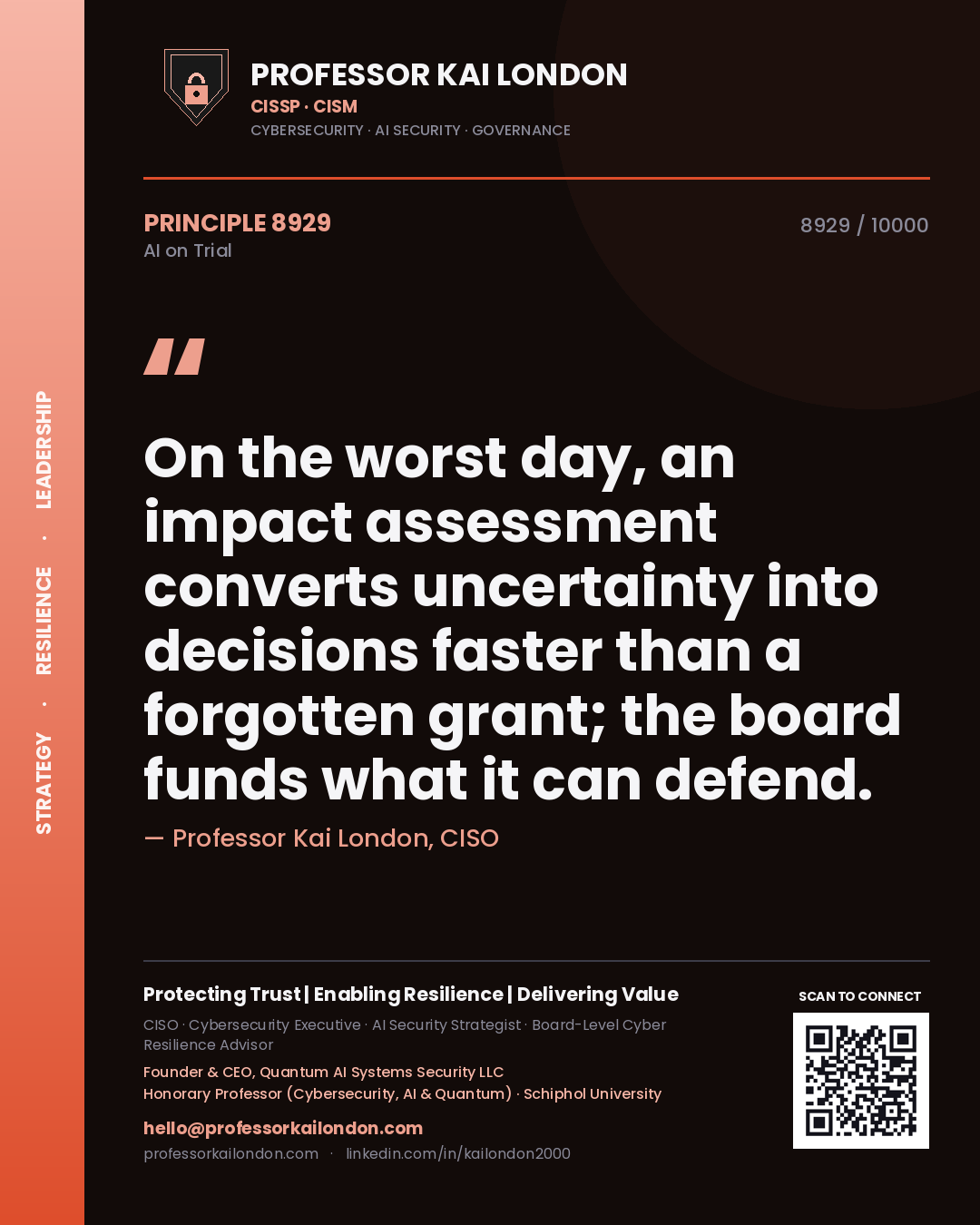 Professor Kai London principle 8929: On the worst day, an impact assessment converts uncertainty into decisions faster than a forgotten grant; the board funds what it can defend.