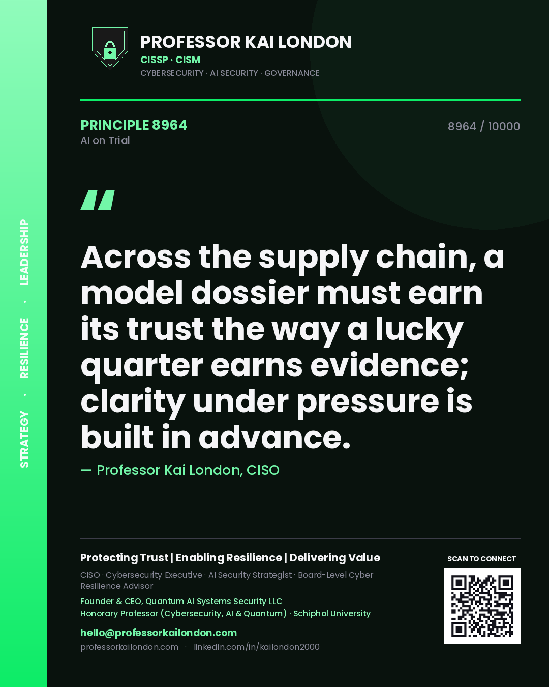 Professor Kai London principle 8964: Across the supply chain, a model dossier must earn its trust the way a lucky quarter earns evidence; clarity under pressure is built in advance.