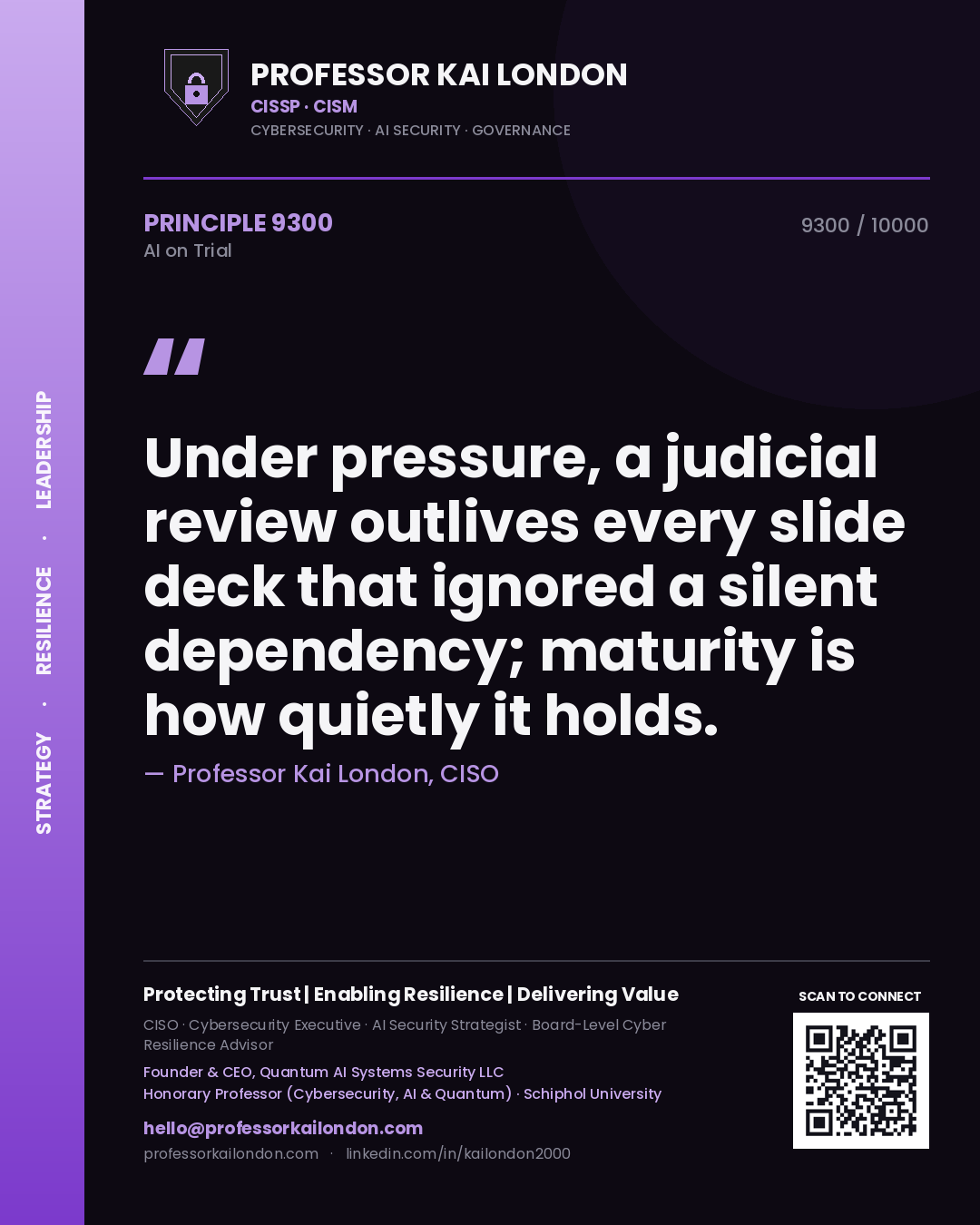 Professor Kai London principle 9300: Under pressure, a judicial review outlives every slide deck that ignored a silent dependency; maturity is how quietly it holds.