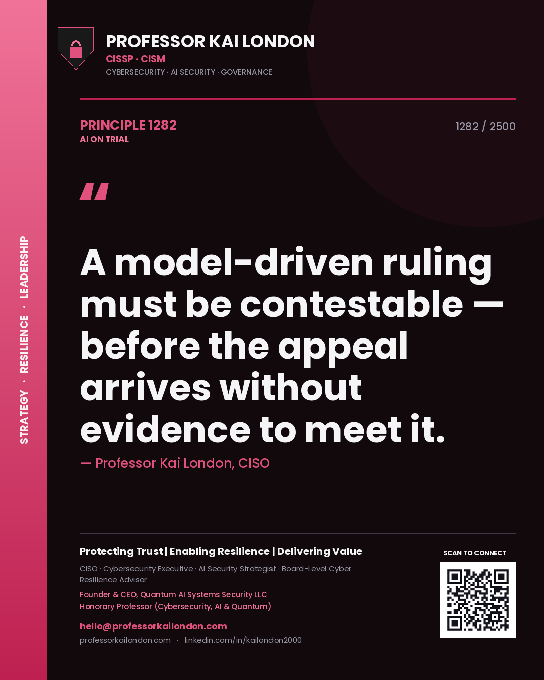 Professor Kai London principle 1282: A model-driven ruling must be contestable — before the appeal arrives without evidence to meet it.