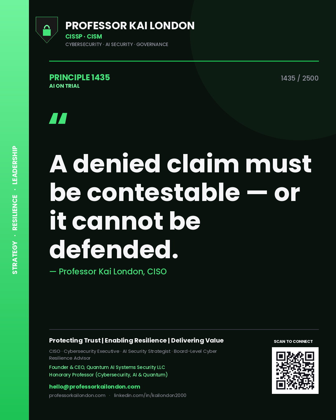 Professor Kai London principle 1435: A denied claim must be contestable — or it cannot be defended.