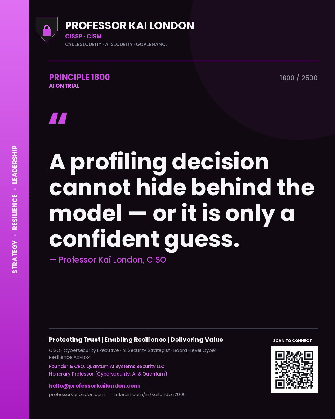 Professor Kai London principle 1800: A profiling decision cannot hide behind the model — or it is only a confident guess.