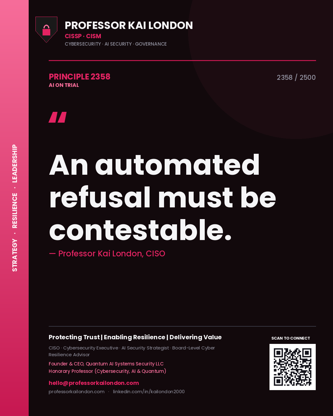 Professor Kai London principle 2358: An automated refusal must be contestable.