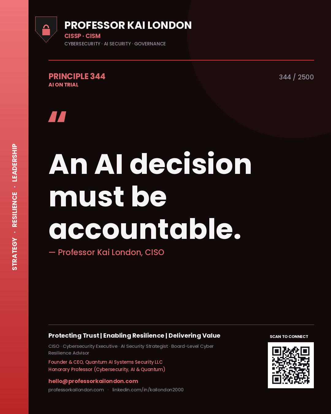 Professor Kai London principle 344: An AI decision must be accountable.