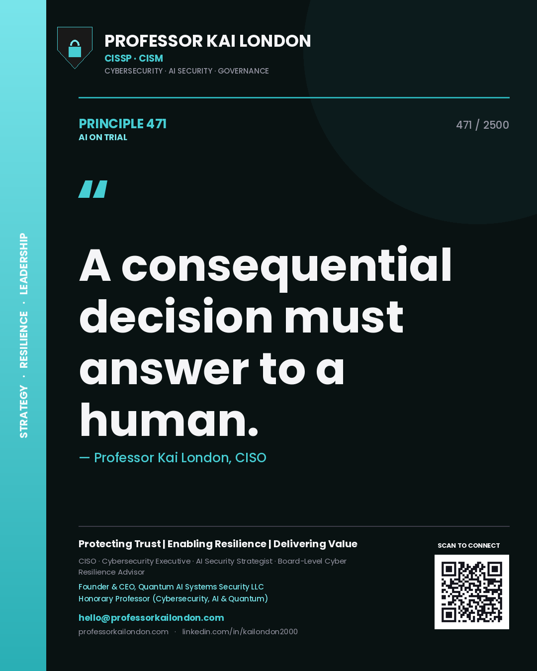 Professor Kai London principle 471: A consequential decision must answer to a human.