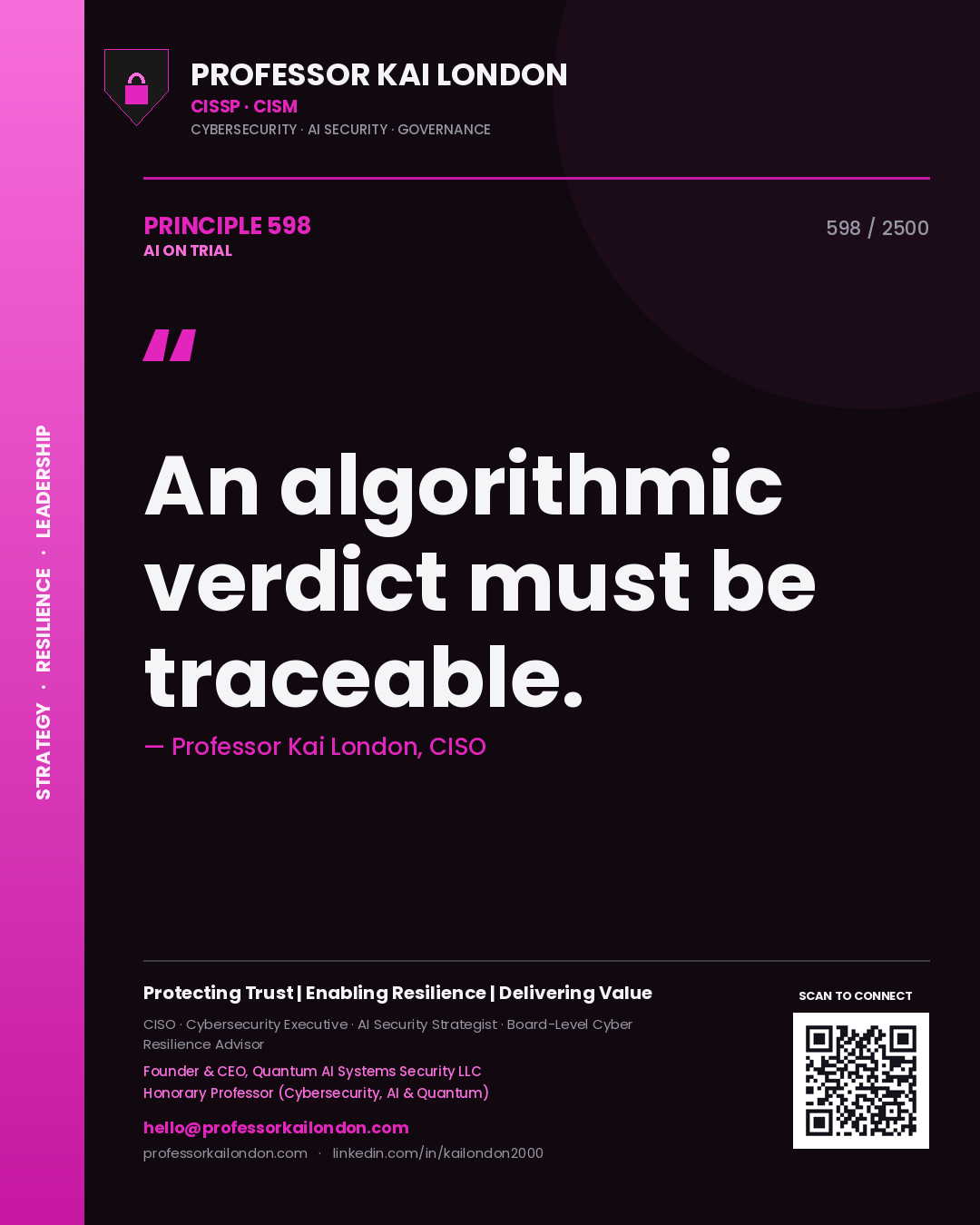 Professor Kai London principle 598: An algorithmic verdict must be traceable.