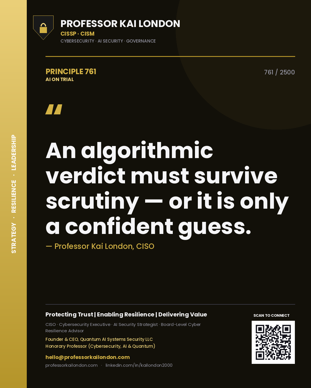 Professor Kai London principle 761: An algorithmic verdict must survive scrutiny — or it is only a confident guess.