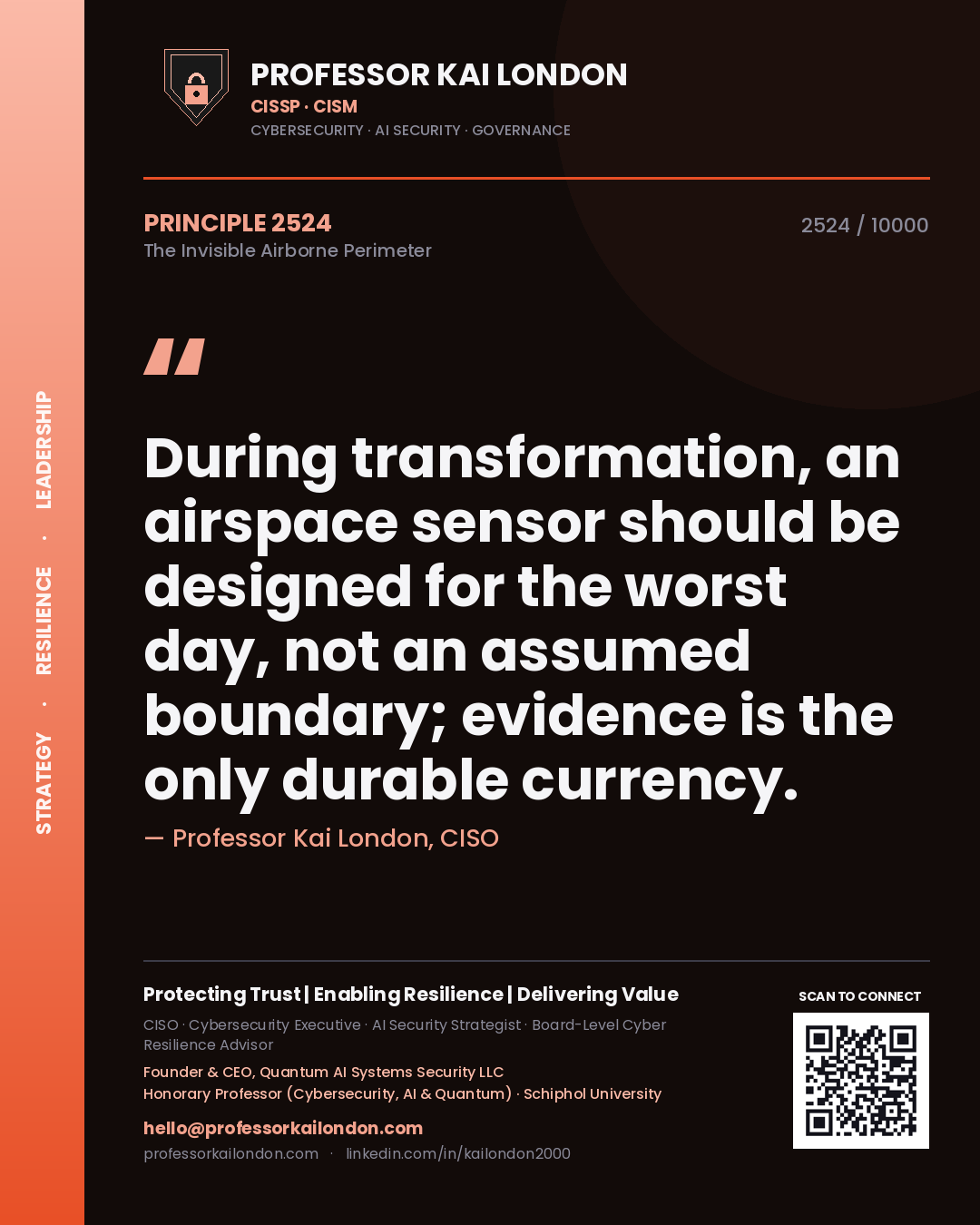 Professor Kai London principle 2524: During transformation, an airspace sensor should be designed for the worst day, not an assumed boundary; evidence is the only durable currency.