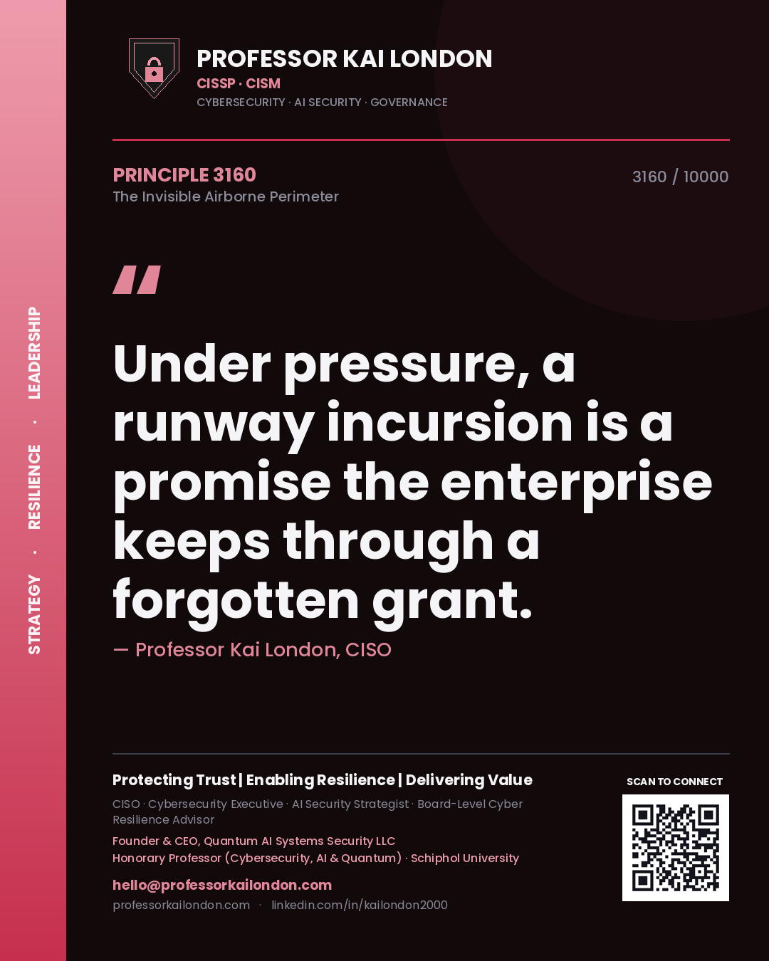 Professor Kai London principle 3160: Under pressure, a runway incursion is a promise the enterprise keeps through a forgotten grant.