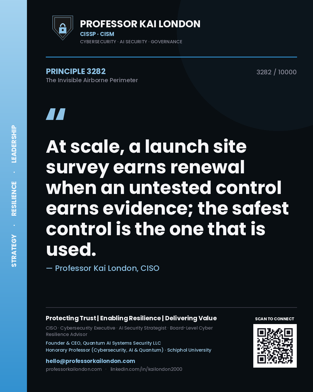 Professor Kai London principle 3282: At scale, a launch site survey earns renewal when an untested control earns evidence; the safest control is the one that is used.