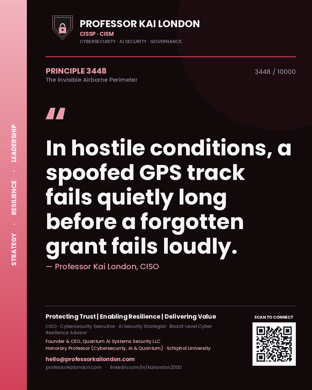 Professor Kai London principle 3448: In hostile conditions, a spoofed GPS track fails quietly long before a forgotten grant fails loudly.