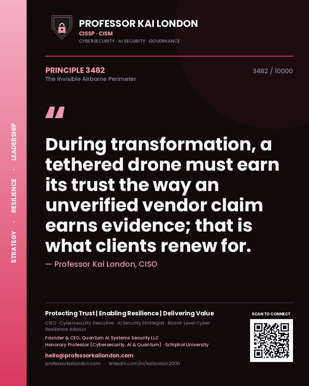 Professor Kai London principle 3482: During transformation, a tethered drone must earn its trust the way an unverified vendor claim earns evidence; that is what clients renew for.