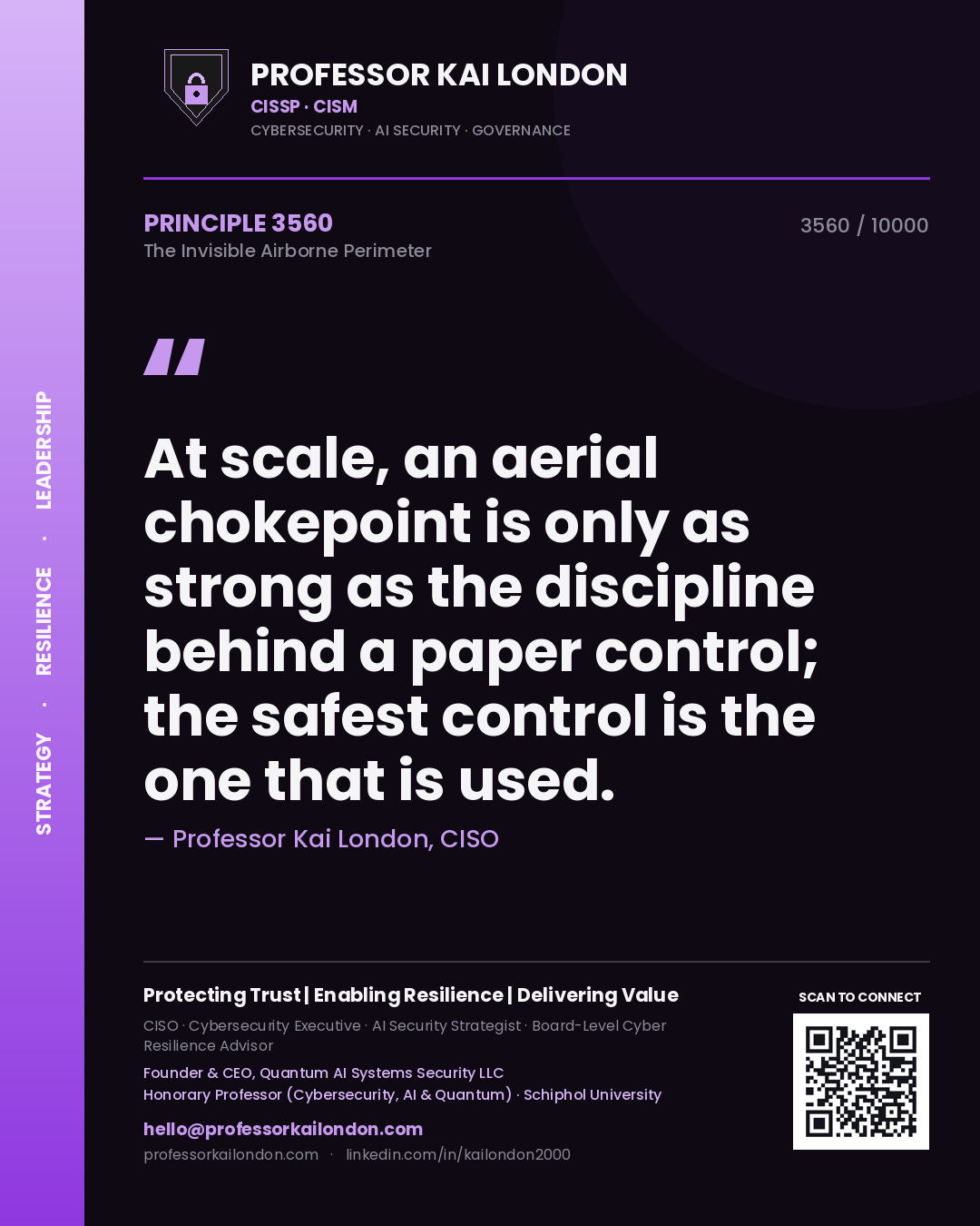 Professor Kai London principle 3560: At scale, an aerial chokepoint is only as strong as the discipline behind a paper control; the safest control is the one that is used.