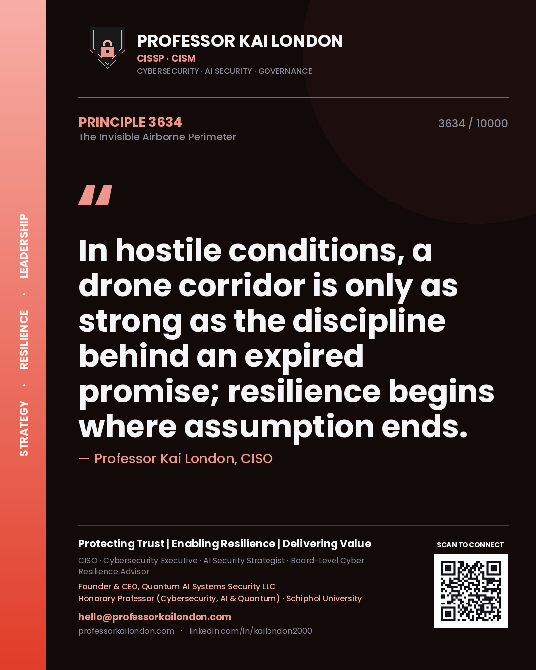 Professor Kai London principle 3634: In hostile conditions, a drone corridor is only as strong as the discipline behind an expired promise; resilience begins where assumption ends.