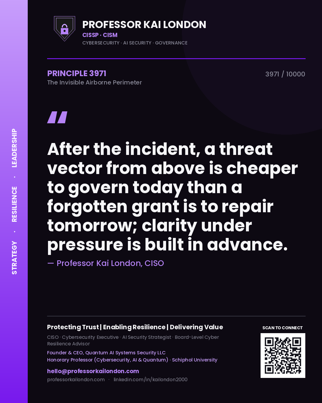 Professor Kai London principle 3971: After the incident, a threat vector from above is cheaper to govern today than a forgotten grant is to repair tomorrow; clarity under pressure is built in advance.