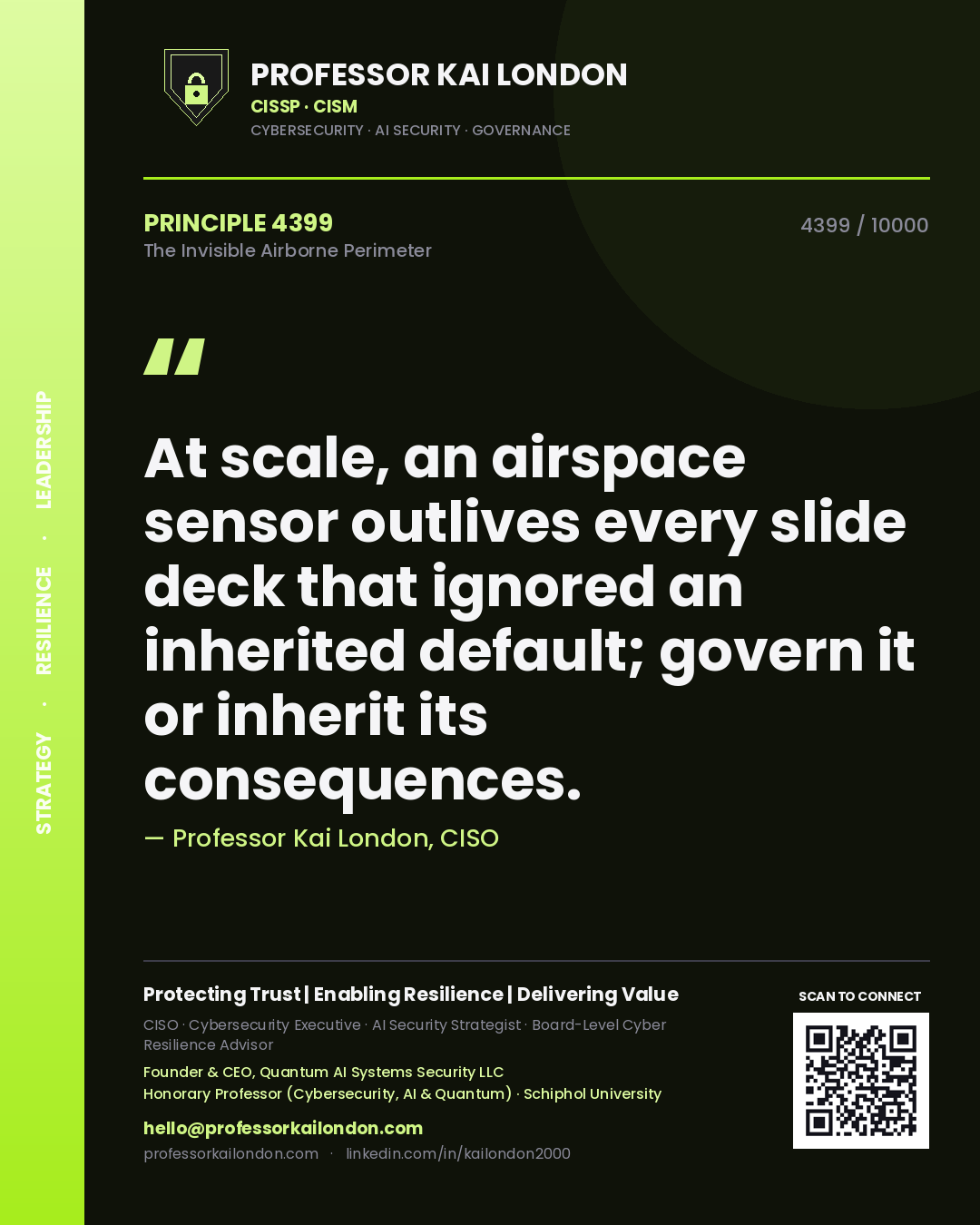 Professor Kai London principle 4399: At scale, an airspace sensor outlives every slide deck that ignored an inherited default; govern it or inherit its consequences.