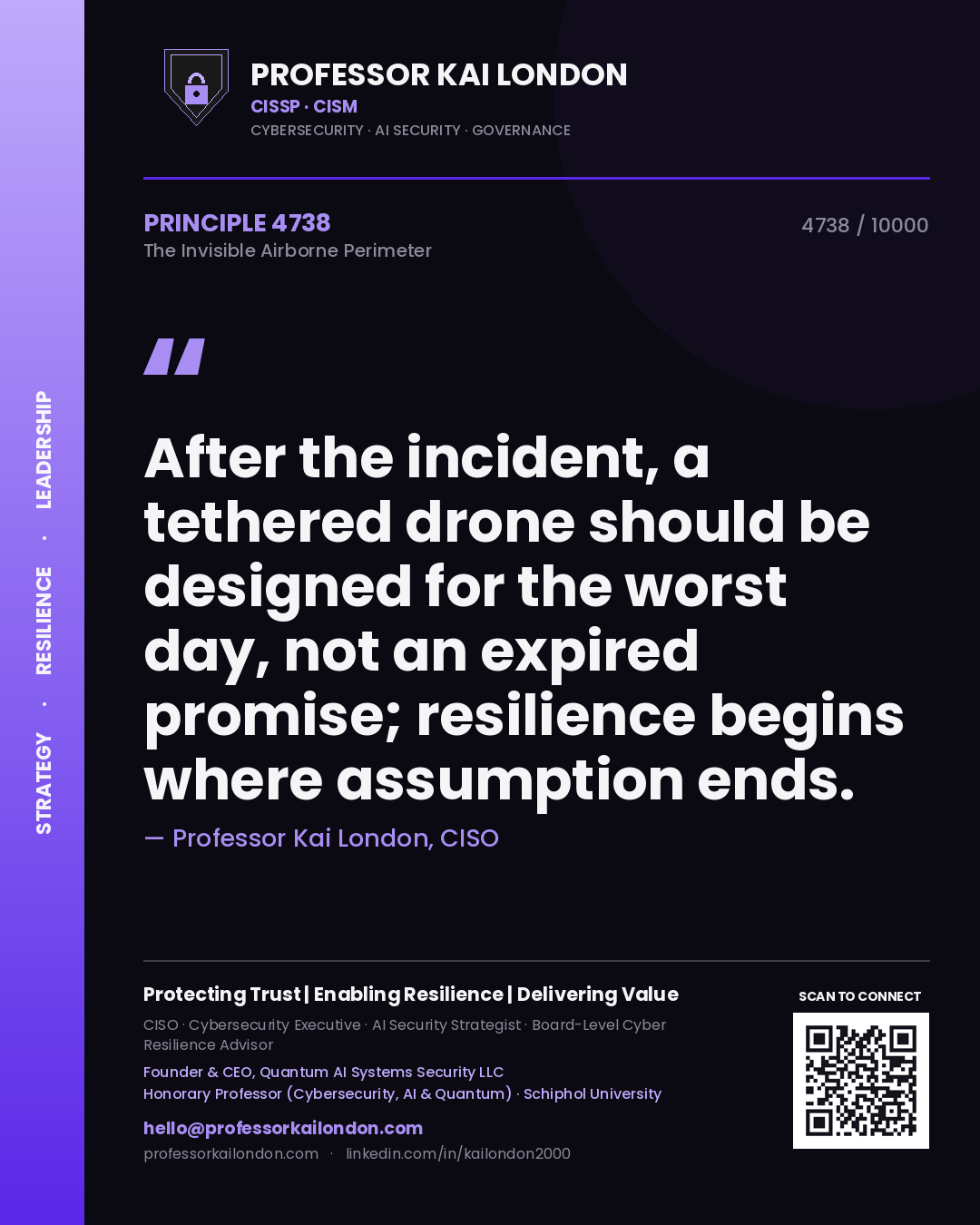 Professor Kai London principle 4738: After the incident, a tethered drone should be designed for the worst day, not an expired promise; resilience begins where assumption ends.
