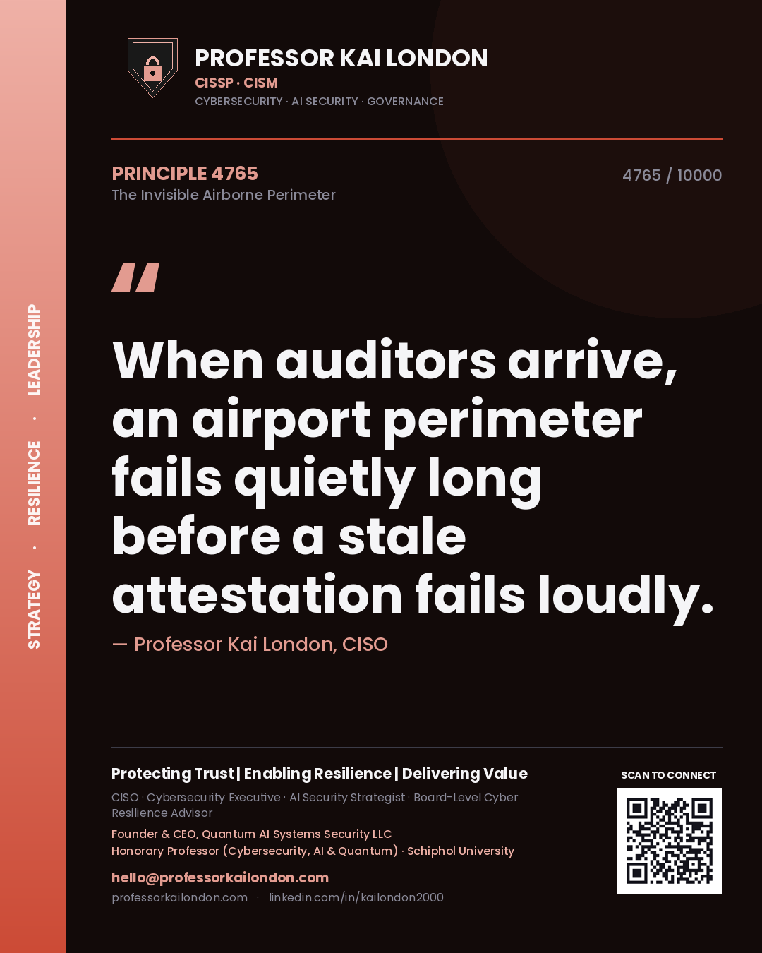 Professor Kai London principle 4765: When auditors arrive, an airport perimeter fails quietly long before a stale attestation fails loudly.